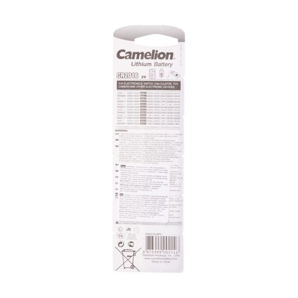 Батарейка CAMELION Lithium CR2016-BP5 5 шт. в блистере — изображение 2