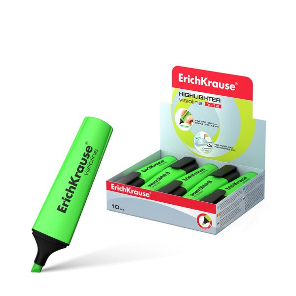 Текстмаркер ErichKrause® Visioline V-12, цвет чернил зеленый (упак./10 шт.)