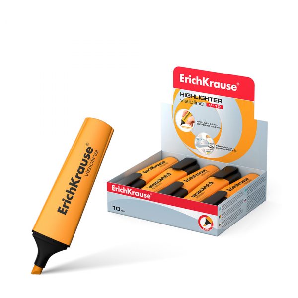 Текстмаркер ErichKrause® Visioline V-12, цвет чернил оранжевый (упак./10 шт.)