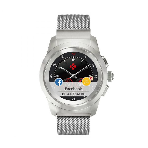 Смарт-часы MyKronoz ZeTime Premium, Regular, Polished Silver/Black Carbon Red Stitching — изображение 2