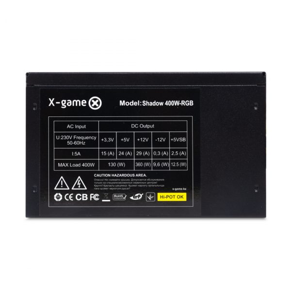 Блок питания X-Game Shadow 400W-RGB — изображение 3