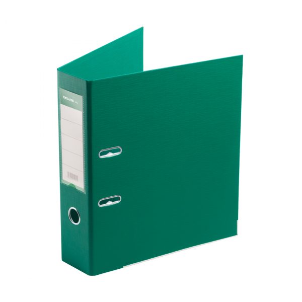 Папка–регистратор Deluxe с арочным механизмом, Office 3-GN36 (3" GREEN), А4, 70 мм, зелёный