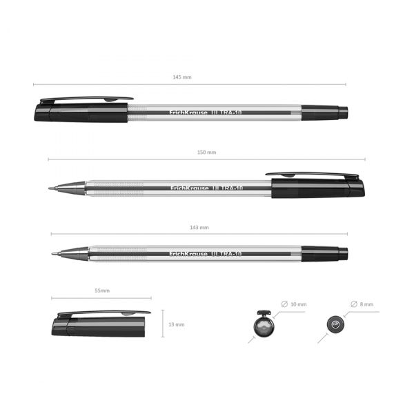 Ручка шариковая ErichKrause® ULTRA-10, цвет чернил черный (в коробке по 12 шт.) — изображение 2